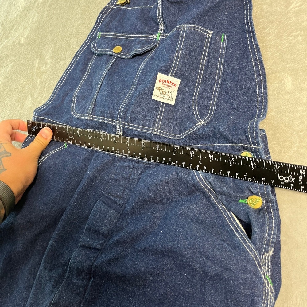 Vintage Pointer Brand Denim Overalls Mens 33x30 Blue Bib Workwear USA Made - Picture 4 of 14